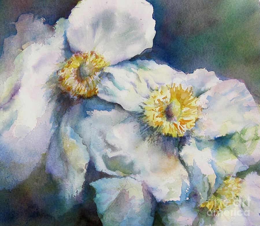 White Poppies Painting By Nancy Hathaway