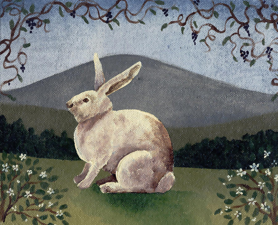 White Rabbit Painting by Lisa Curry Mair