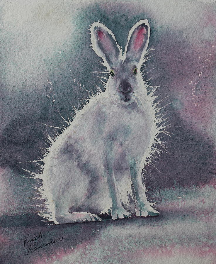 White Rabbit Painting by Ruth Kamenev