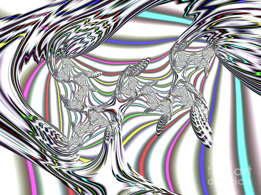 Abstract Digital Art - White Rainbow Crystal by Elisabeth Lucas