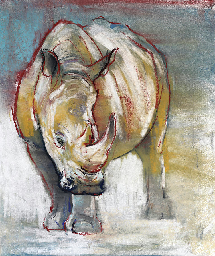 White Rhino, Ol Pejeta Pastel by Mark Adlington - Pixels