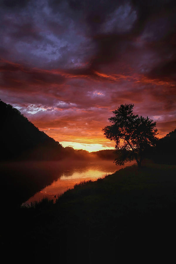 White River Sunset Vertical Photograph
