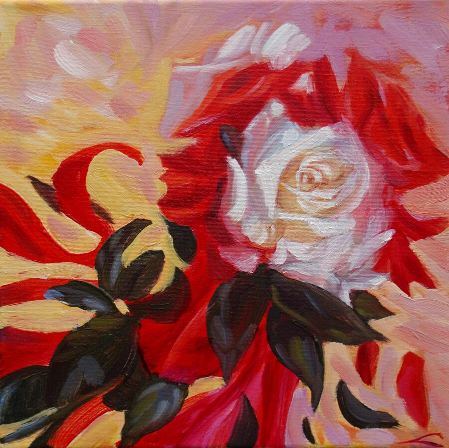 Flower Painting - White rose and others by Elena Sokolova