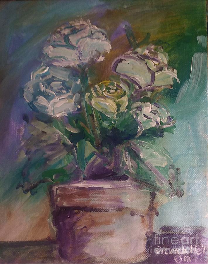 White Roses Painting by Deborah Nell