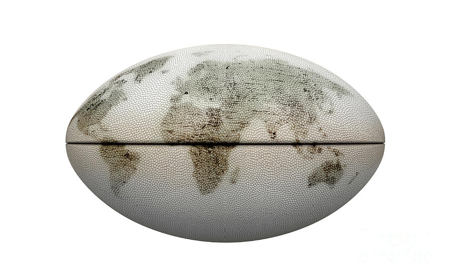 Sports Digital Art - White Rugby Ball And World Map by Allan Swart
