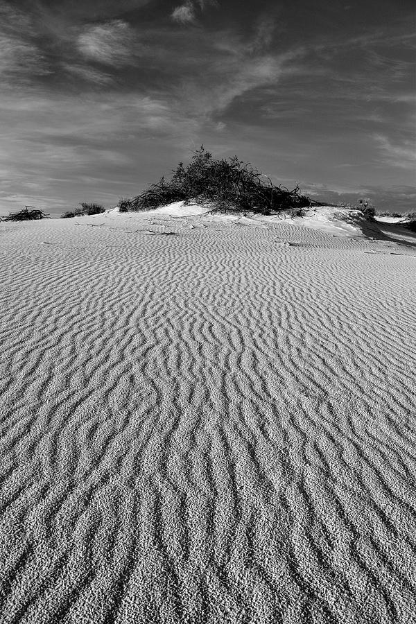 White Sands New Mexico waves in black and white Photograph by Chance Kafka