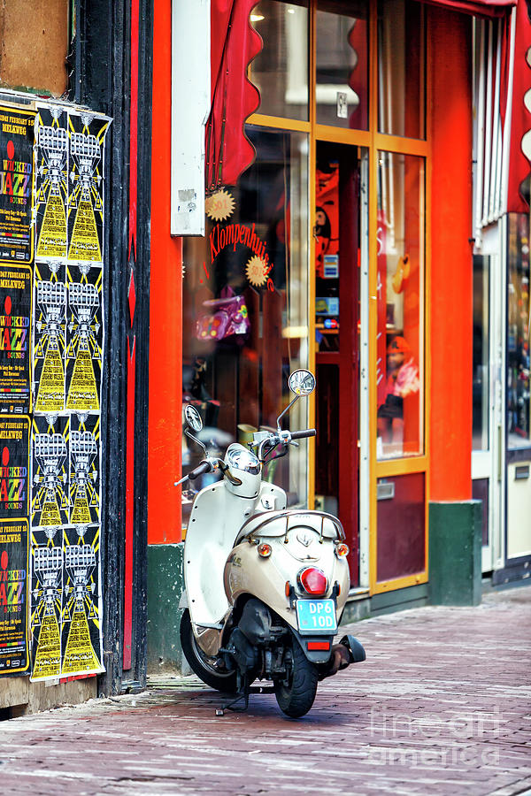 White Scooter in Amsterdam Photograph by John Rizzuto