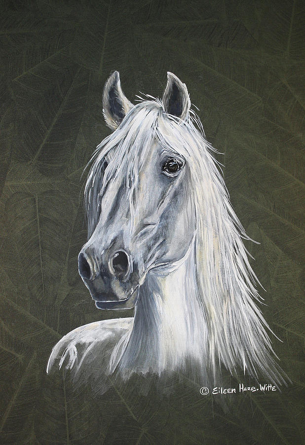 Horse Painting - White Stallion by Eileen Herb-witte