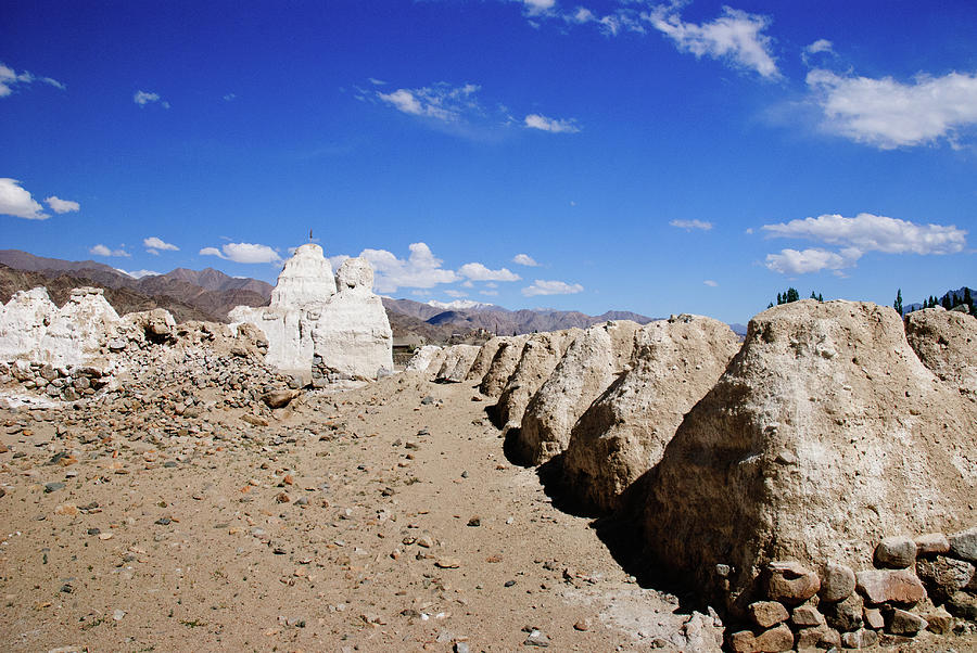 White Stupas Near Shey, Ladakh, India Photograph by Amit Basu Photography