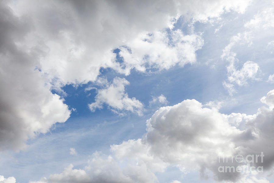 White summer clouds in a blue sky 0002 Photograph by Simon Bratt