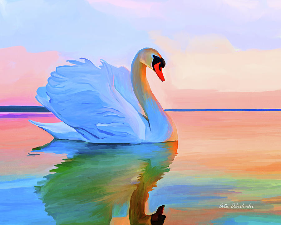 Swan Mixed Media - White Swan by Ata Alishahi