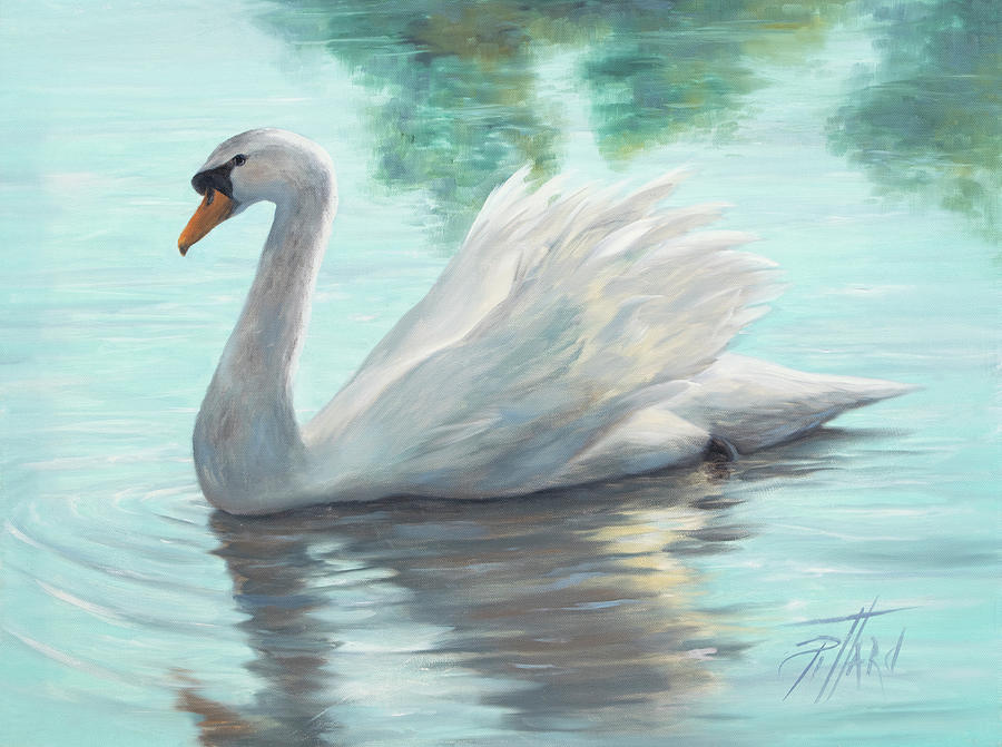 An Elegant White Swan Painting by Lynne Pittard