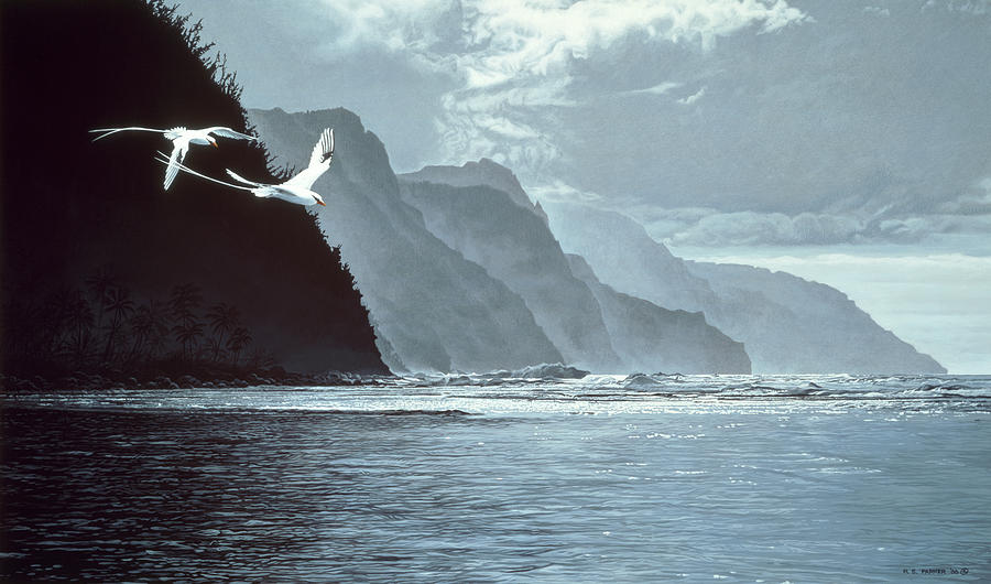 White Tailed Tropic Birds Painting by Ron Parker