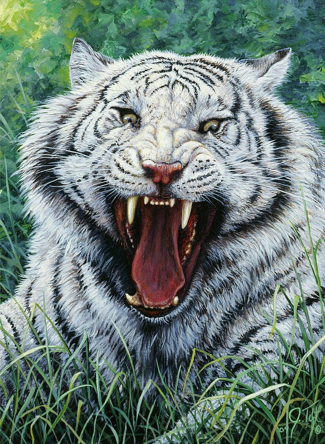 White Tiger 2 Painting by Jeff Tift