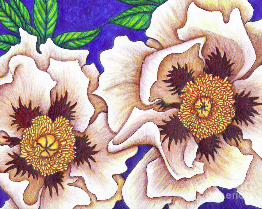 White Tree Peonies Painting by Amy E Fraser