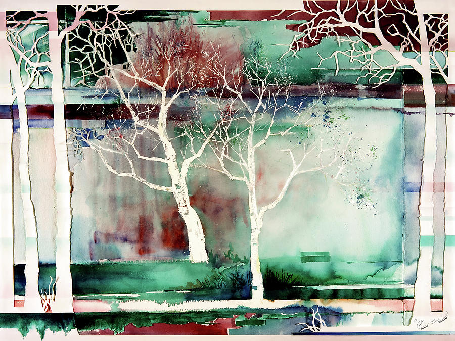 White Trees Painting by Connie Williams