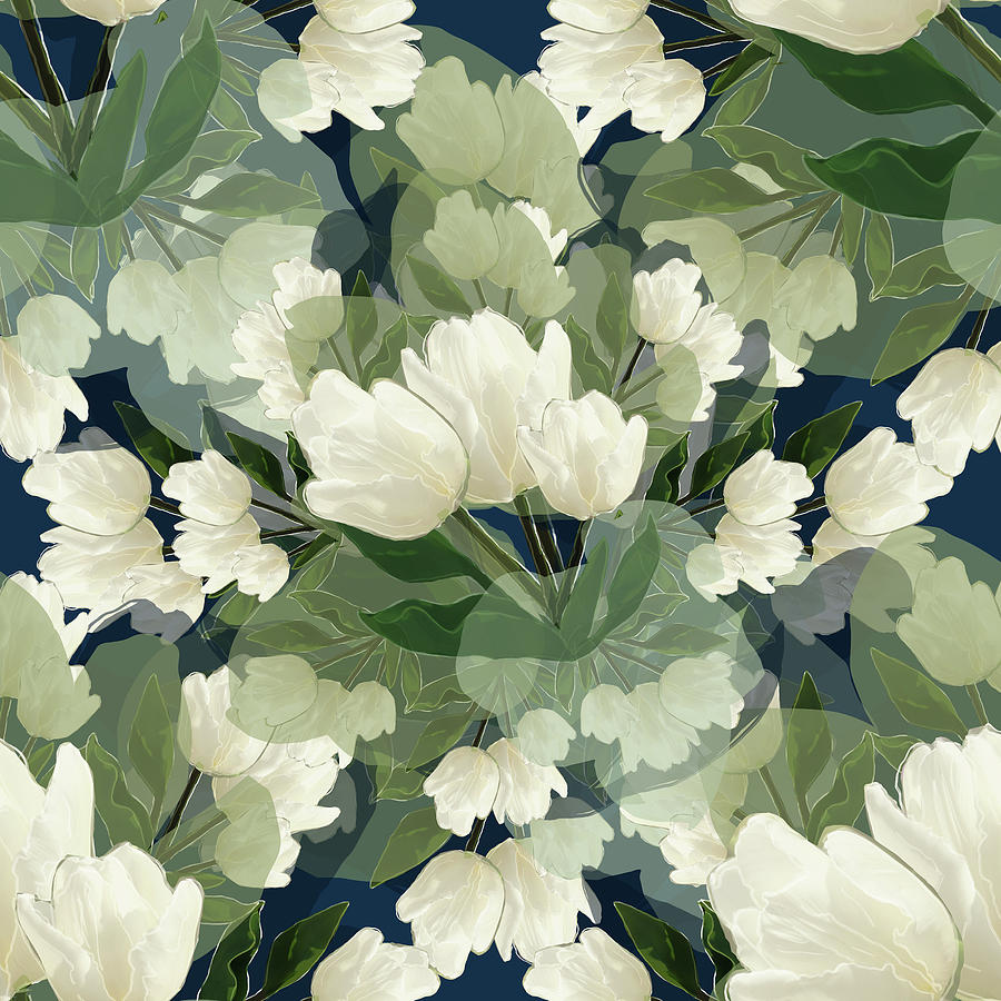 White Tulips Mixed Media by BFA Prints