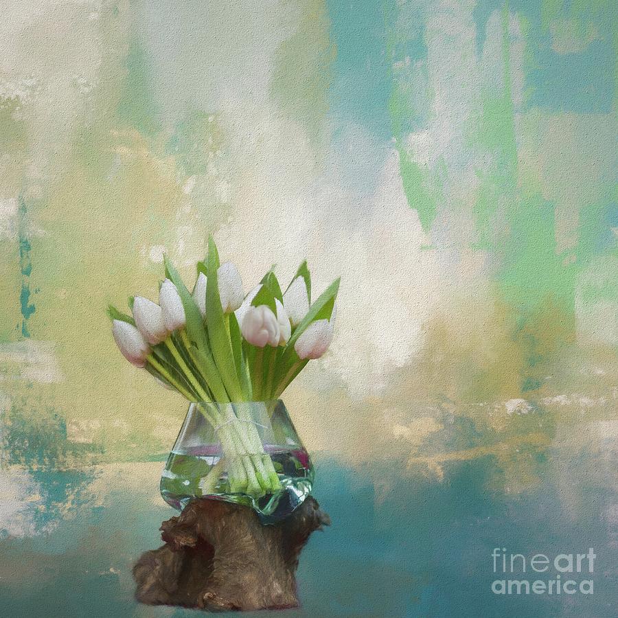 White Tulips Mixed Media by Eva Lechner