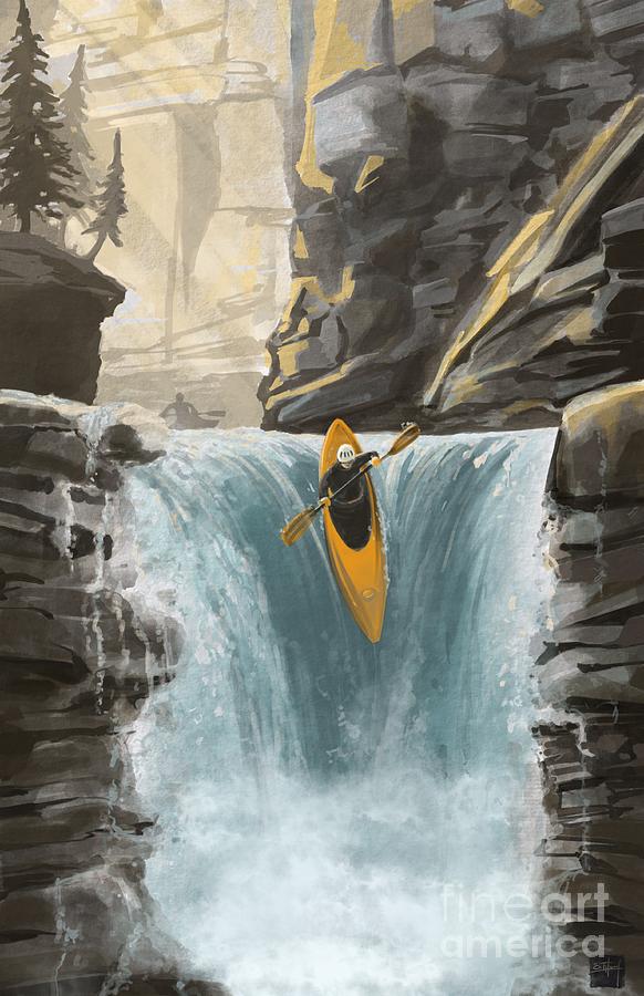 White water kayaking Painting by Sassan Filsoof