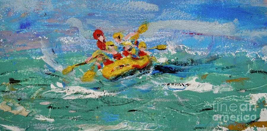 White Water Rafting Billboard  Painting by Patty Donoghue