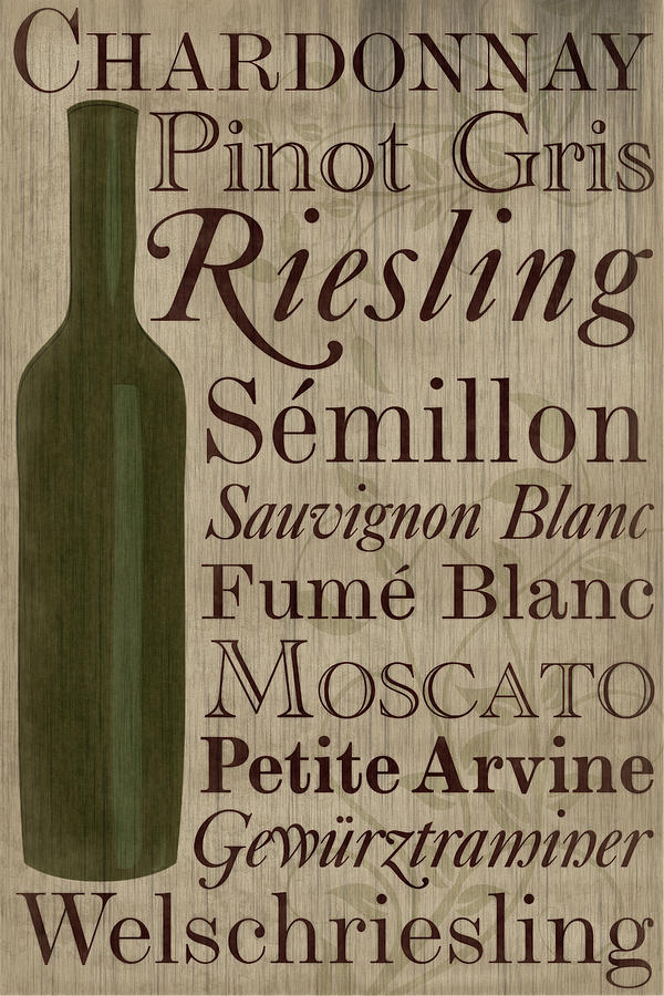 Typography Digital Art - White White Wine Bottle by Melanie Parker