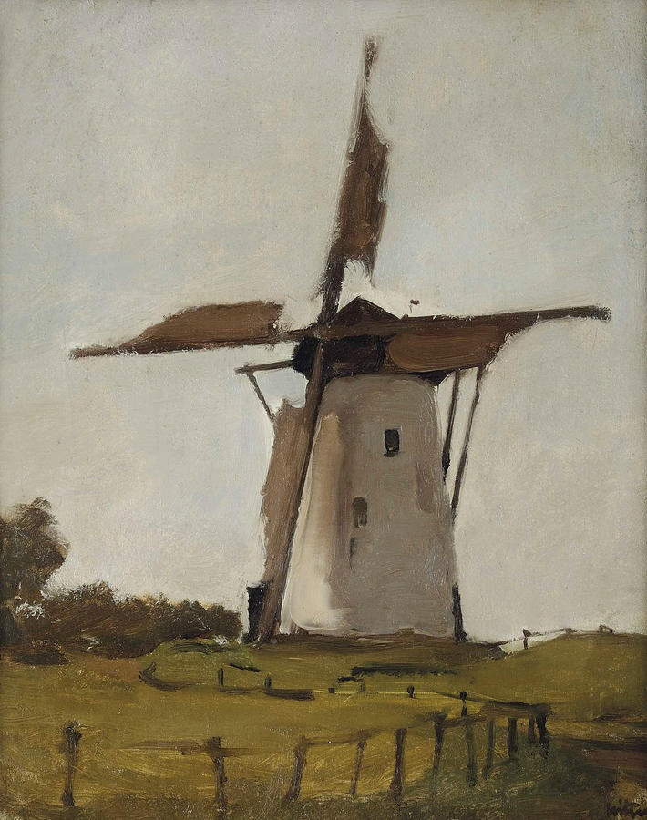 White Windmill at Wijk near Duurstede Painting by Willem Witsen