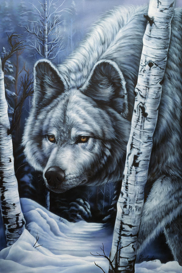 Animal Painting - White Wolf by Jenny Newland