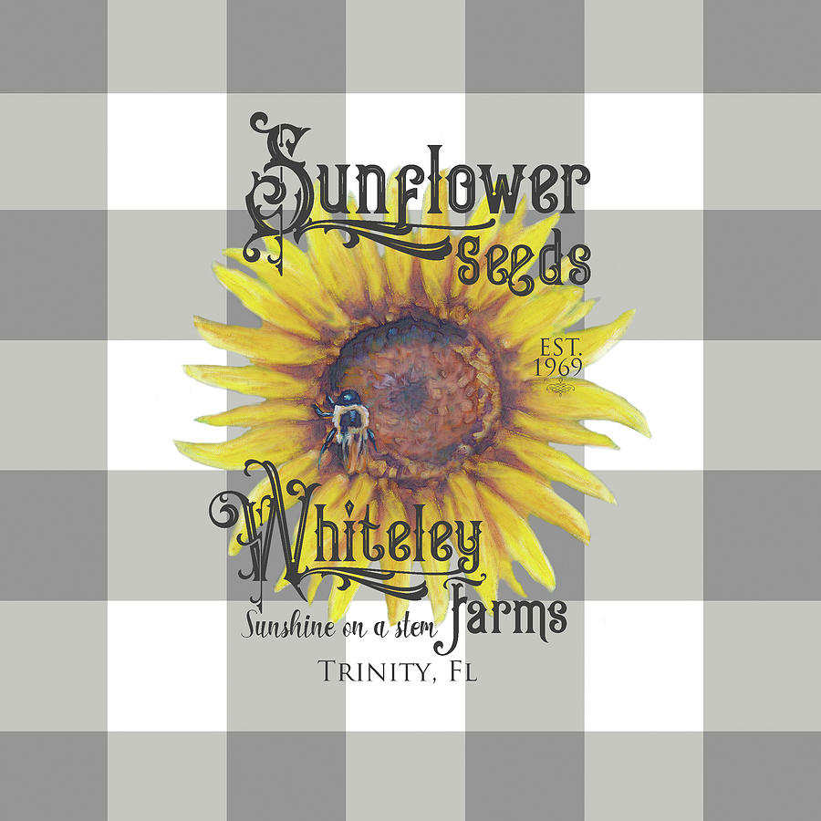 Sunflower Seeds Painting - Whiteley Farms-black by Marnie Bourque