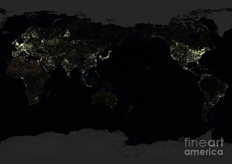 Whole Earth At Night Photograph by Planetobserver/science Photo Library ...