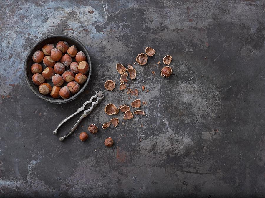 Whole Hazelnuts, Nut Shells And Hazelnut Seeds Photograph by Yehia Asem El Alaily