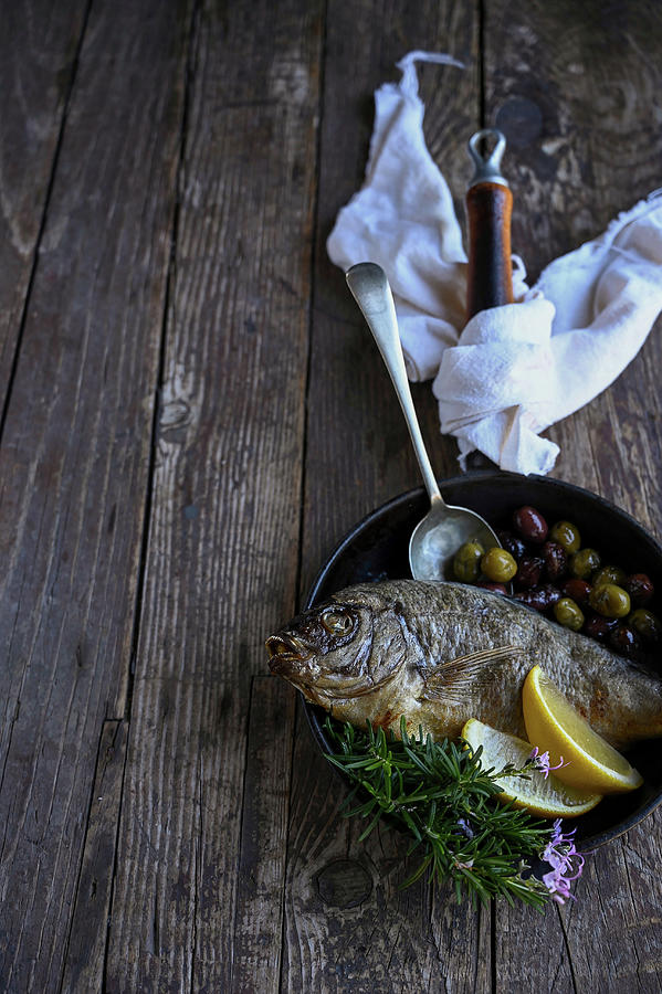 Whole Roasted Cape Bream With Olives And Citrus Photograph by Great Stock!