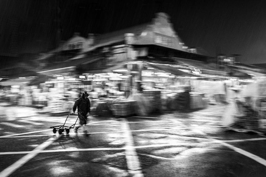 Fruit Photograph - Whole Sale Fruit Market During Mid-night Heavy Rain by Joe B N Leung