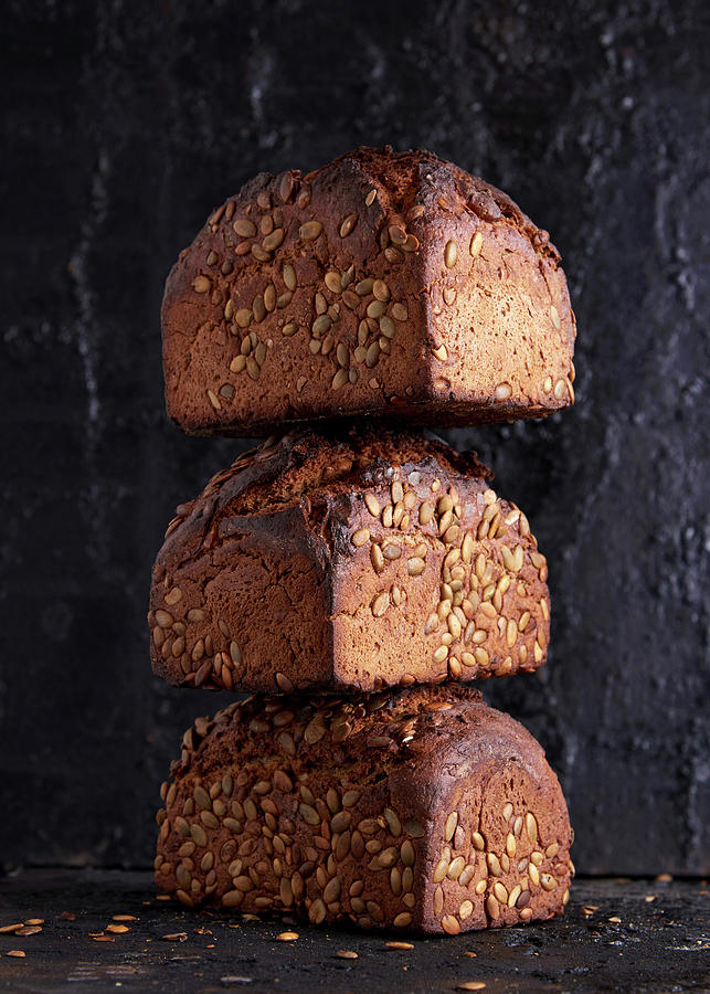 Whole Wheat Bread With Pumpkin Seeds, Stacked Photograph by Sylvia Meyborg