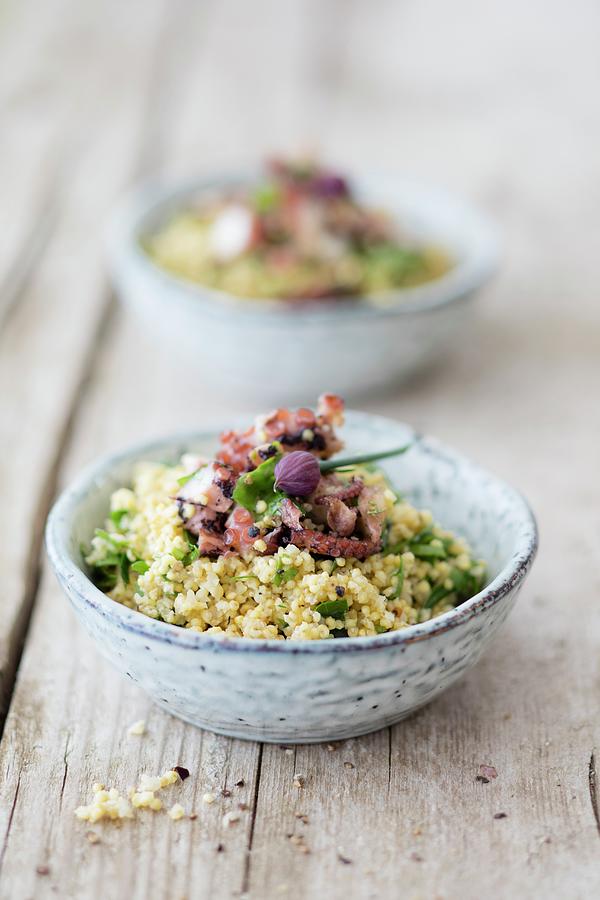 Wholemeal Millet Salad With Parsley And Tuna Fish Photograph by Jan Wischnewski