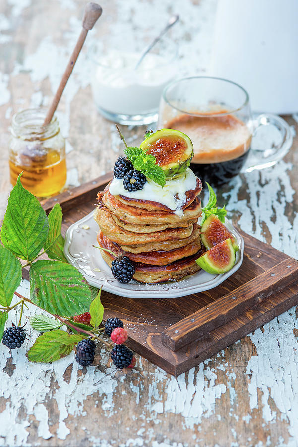 Wholemeal Pancakes With Figs And Blackberries Photograph by Irina Meliukh