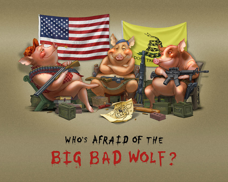 Animal Mixed Media - Whos Afraid Of The Big Bad Wolf by K. Sean Sullivan