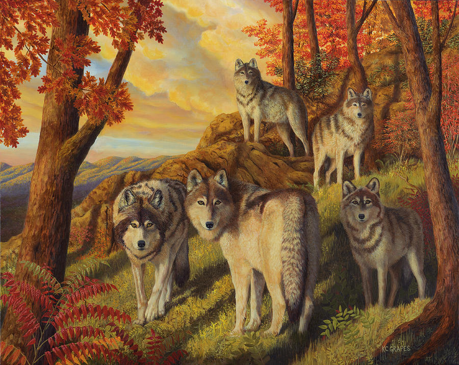 Animal Painting - Who?s Out There? by K.c. Grapes