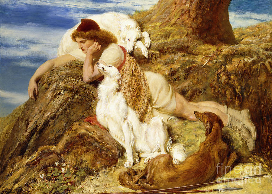 Why should our young Endymion pine away Painting by Briton Riviere