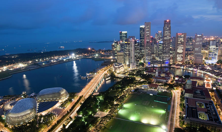 Wide Aerial View Of Singapore Skyline Photograph by Chrisp0