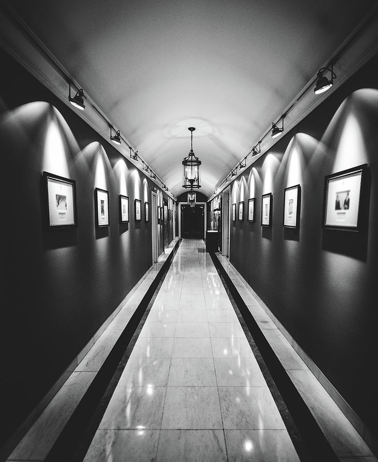 The Shining Photograph - Wide angle long corridor diminishing perspective by Alexandre Rotenberg
