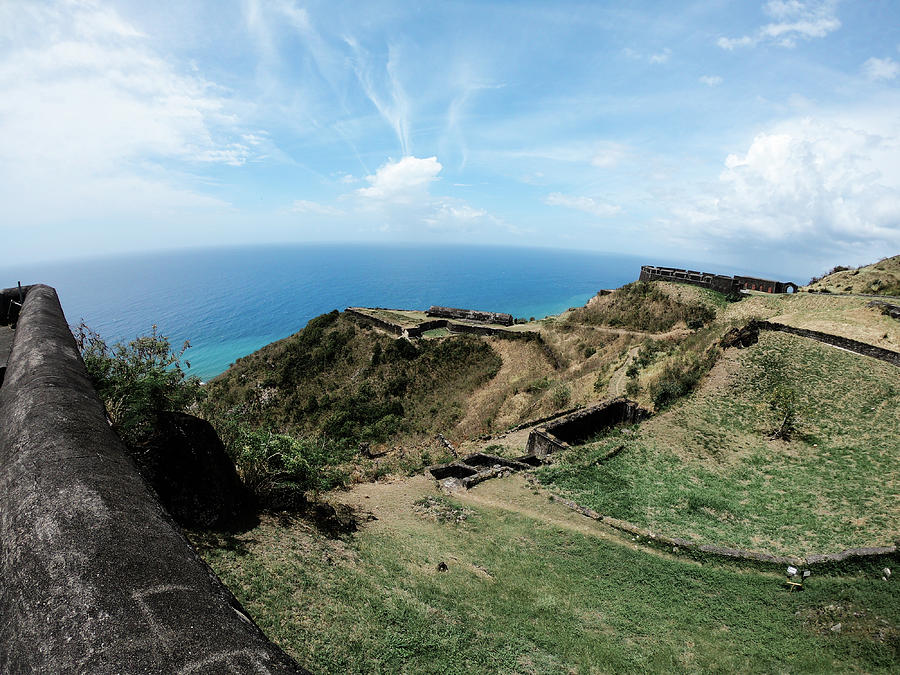 St Kitts Photograph - Wide Angle View Of St Kitts From Brimstone Hill by Cavan Images