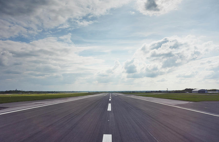 Wide Angled Central View Of Airport Runway Digital Art by Gu - Fine Art ...