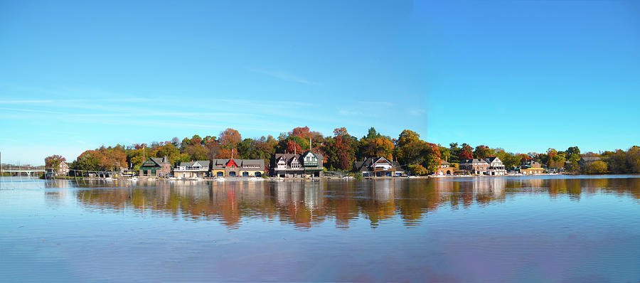 Wide View of Boathouse Row Photograph by Bill Cannon