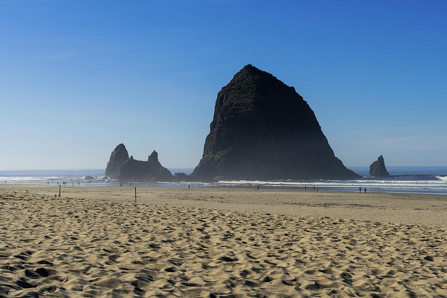 Wide View Of The Huge Haystack Rock In Cannon Beach, Oregon, Usa. Photograph