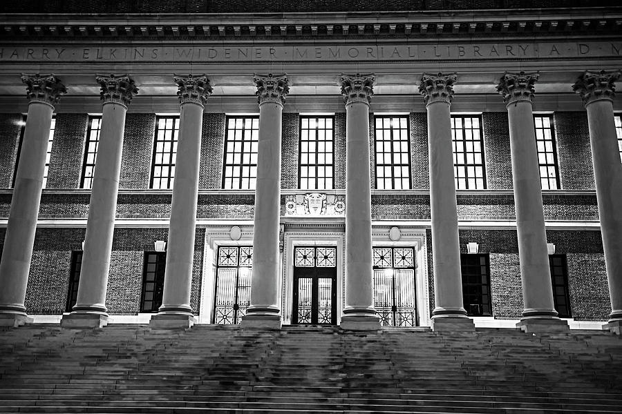 Widener Library Harvard Yard Harvard Square Cambridge MA Black and White Photograph by Toby McGuire