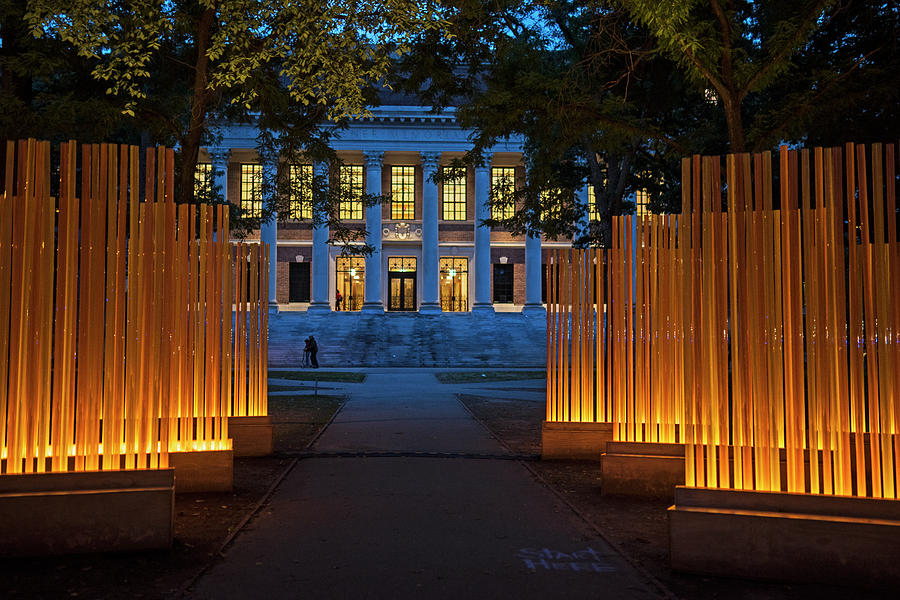 Widener Library Harvard Yard Harvard Square Cambridge MA Lighted Display Photograph by Toby McGuire