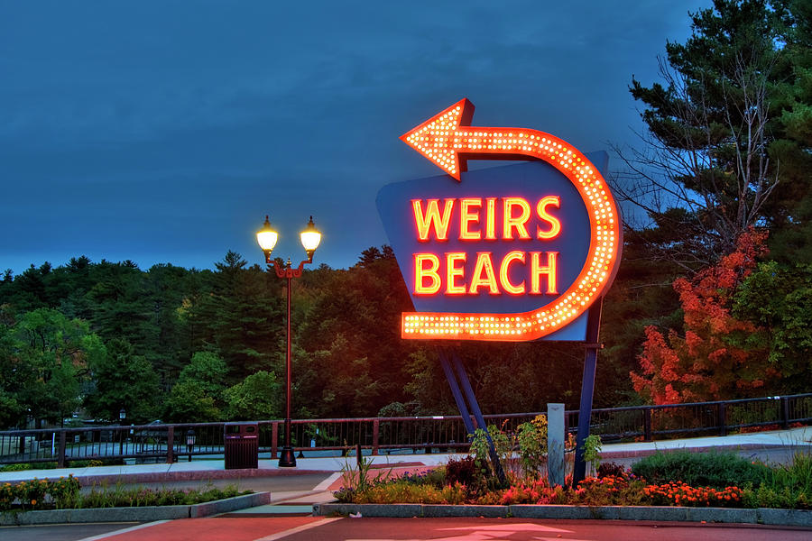 Wiers Beach Sign - Laconia, NH Photograph by Joann Vitali