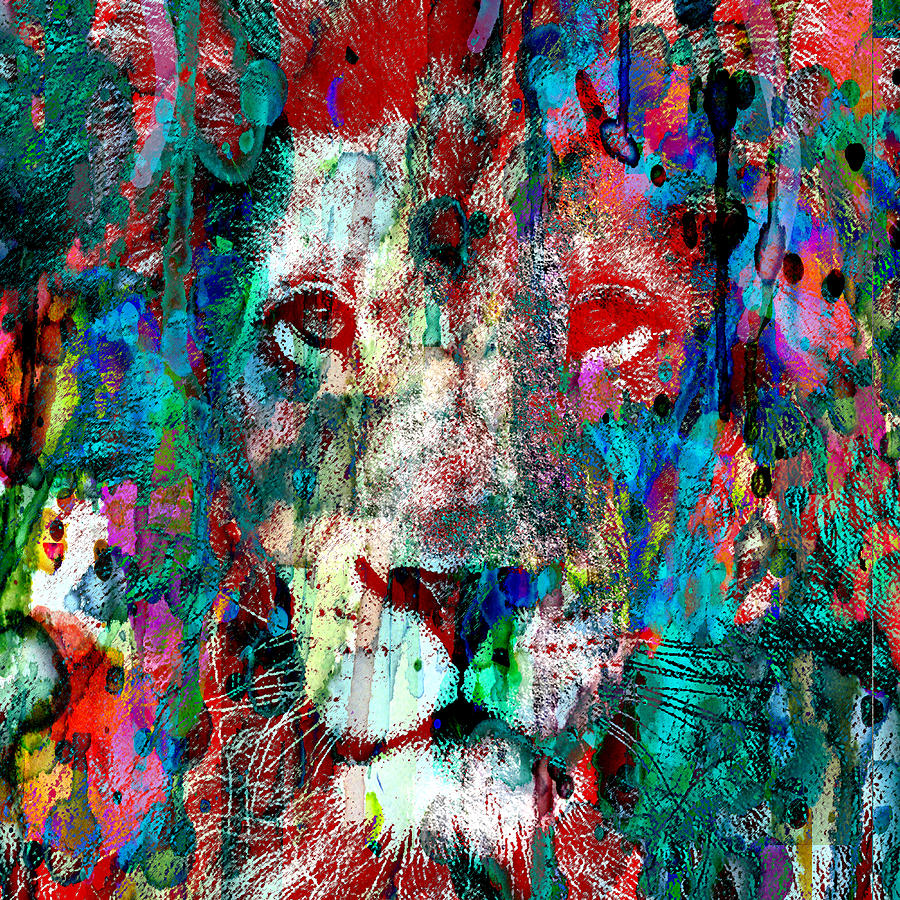 Wild and Colorful 2 - The lion Sleeps 48x48 WALL SIZE CANVAS or PAPER Painting by Robert R Splashy Art Abstract Paintings
