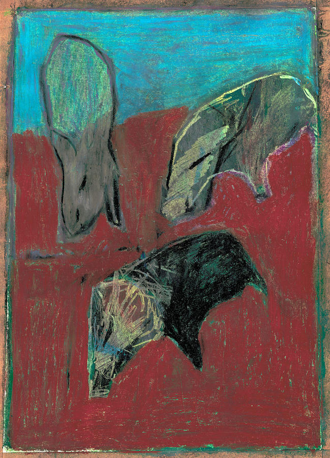 Wild boar and wild pigs Pastel by Edgeworth Johnstone