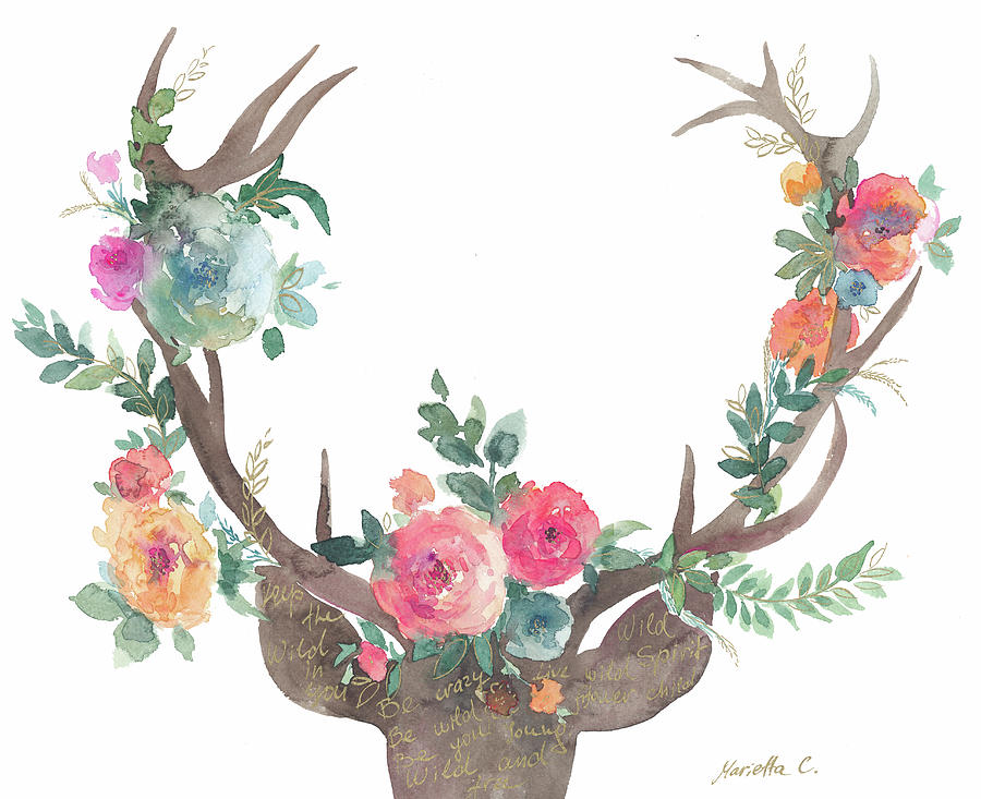 Deer Mixed Media - Wild Child by Marietta Cohen Art And Design